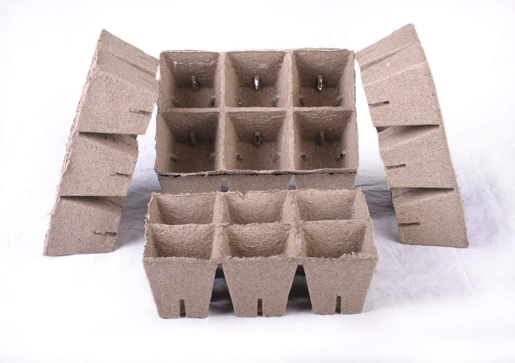 Jiffy square pot cluster 8x8x8 cm, 6 pcs side view