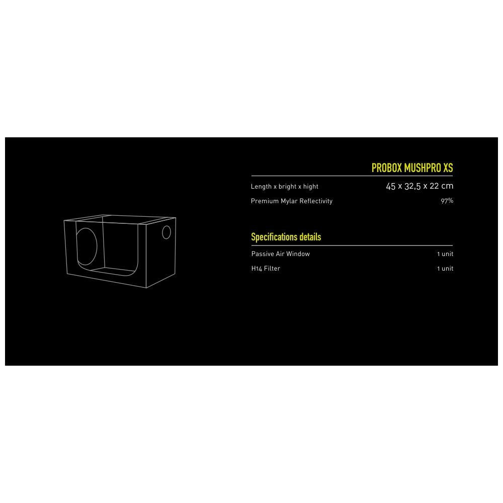 Garden HighPro Probox Mushpro XS, 45x32.5x22 cm boční pohled