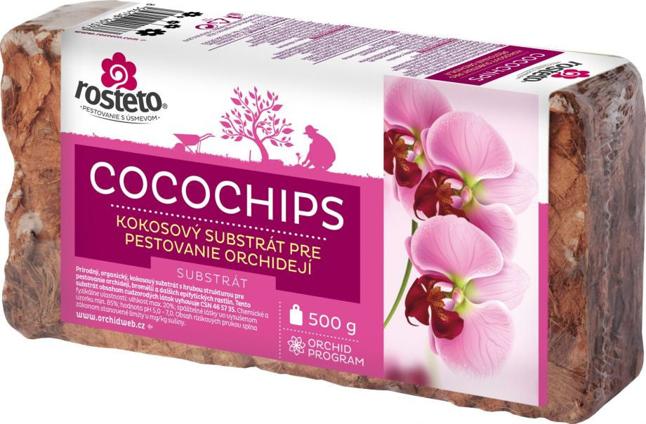 Cocochips pro orchideje - kokosové kousky lisované 500 g boční pohled