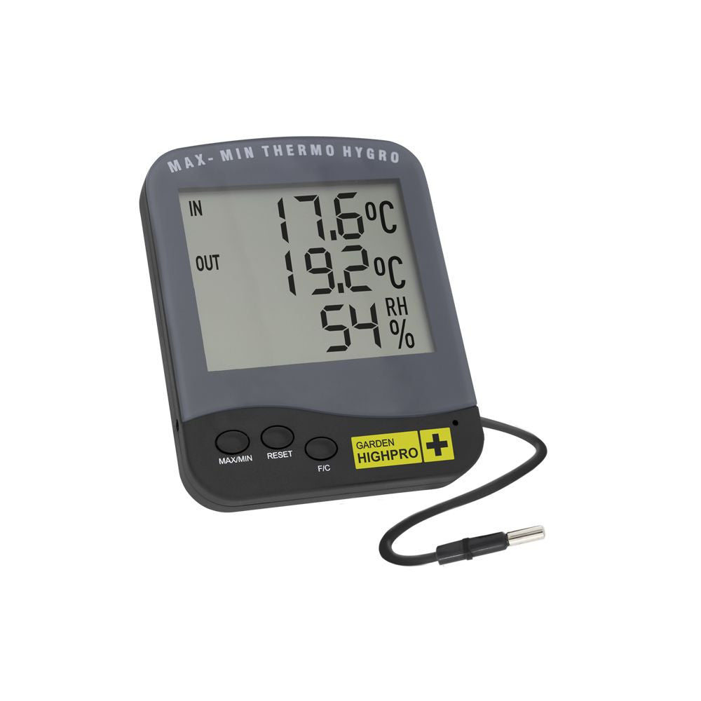 Garden High ProHygro Premium, Thermometer und Hygrometer mit Sonde von vorne