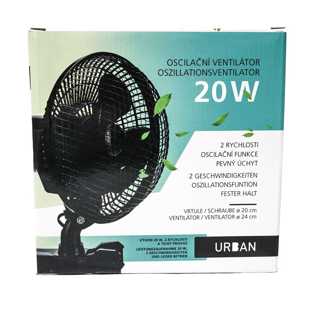 Urban Oscilfan 20W, dvourychlostní oscilační ventilátor průměr 24 cm detailní pohled