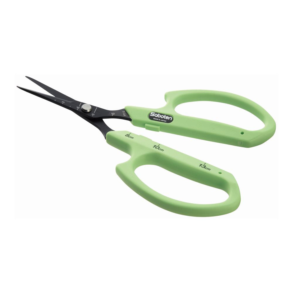 Saboten Grape shears angled blades, zahnuté nůžky boční pohled