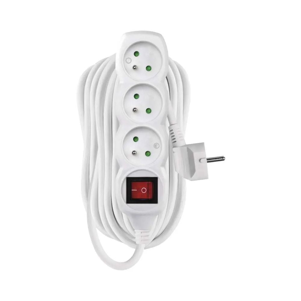 Kabel prodlužovací s vypínačem pro 3 zásuvky, 10 m, 3x 1.5 mm pohled zepředu