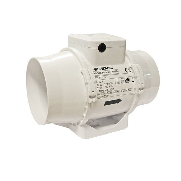 Ventilátor Vents TT S 125 mm - 240/320 m3/h, silnější motor pohled zepředu