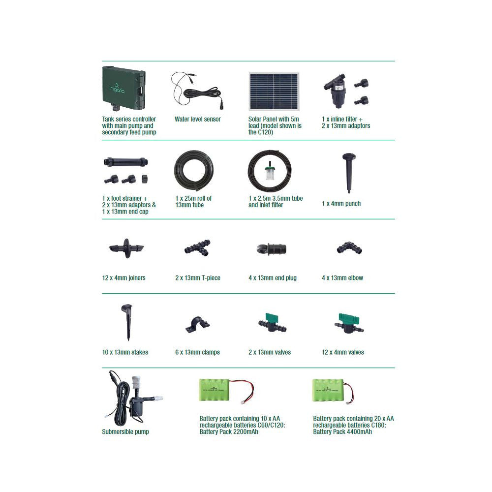 Irrigatia SOL-C180 Automatická solární závlaha boční pohled