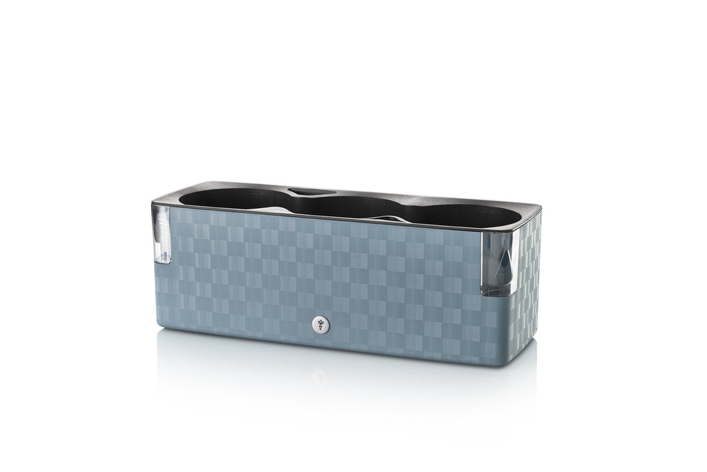 Plastkon Cobble Trio smarter pot Steel blue, 39.7x14x14 cm side view