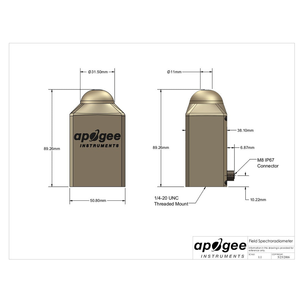 Apogee Instruments SS-110 - spectroradiomètre professionnel deuxième vue de côté
