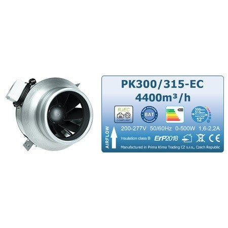 Prima Klima Ventilateur Blueline PK300/315-EC - 4250 m3/h, moteur EC vue latérale