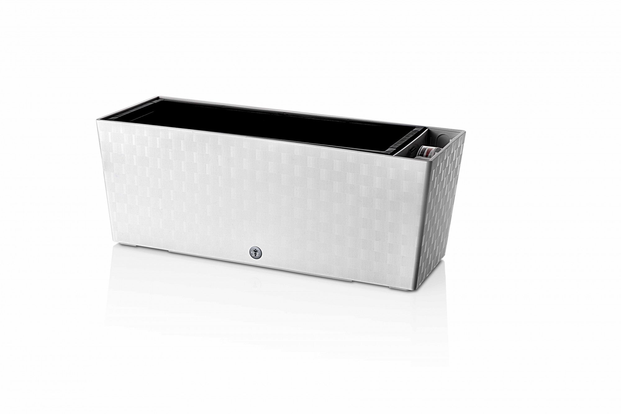 Plastkon samozavlažovací truhlík Supreme Ledově bílá, 49,5x19,3x19 cm boční pohled