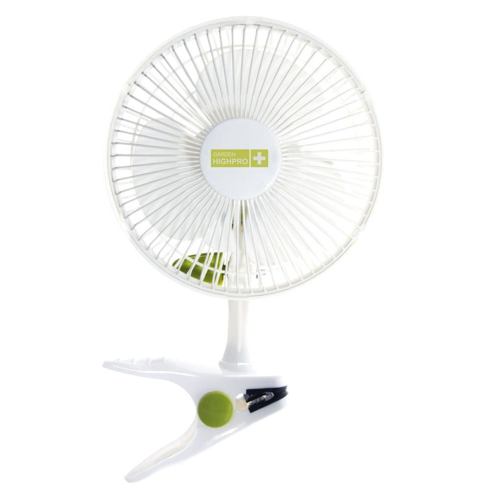 Garden High Pro Clip Fan 15W, dvourychlostní klipsový ventilátor průměr 15 cm pohled zepředu