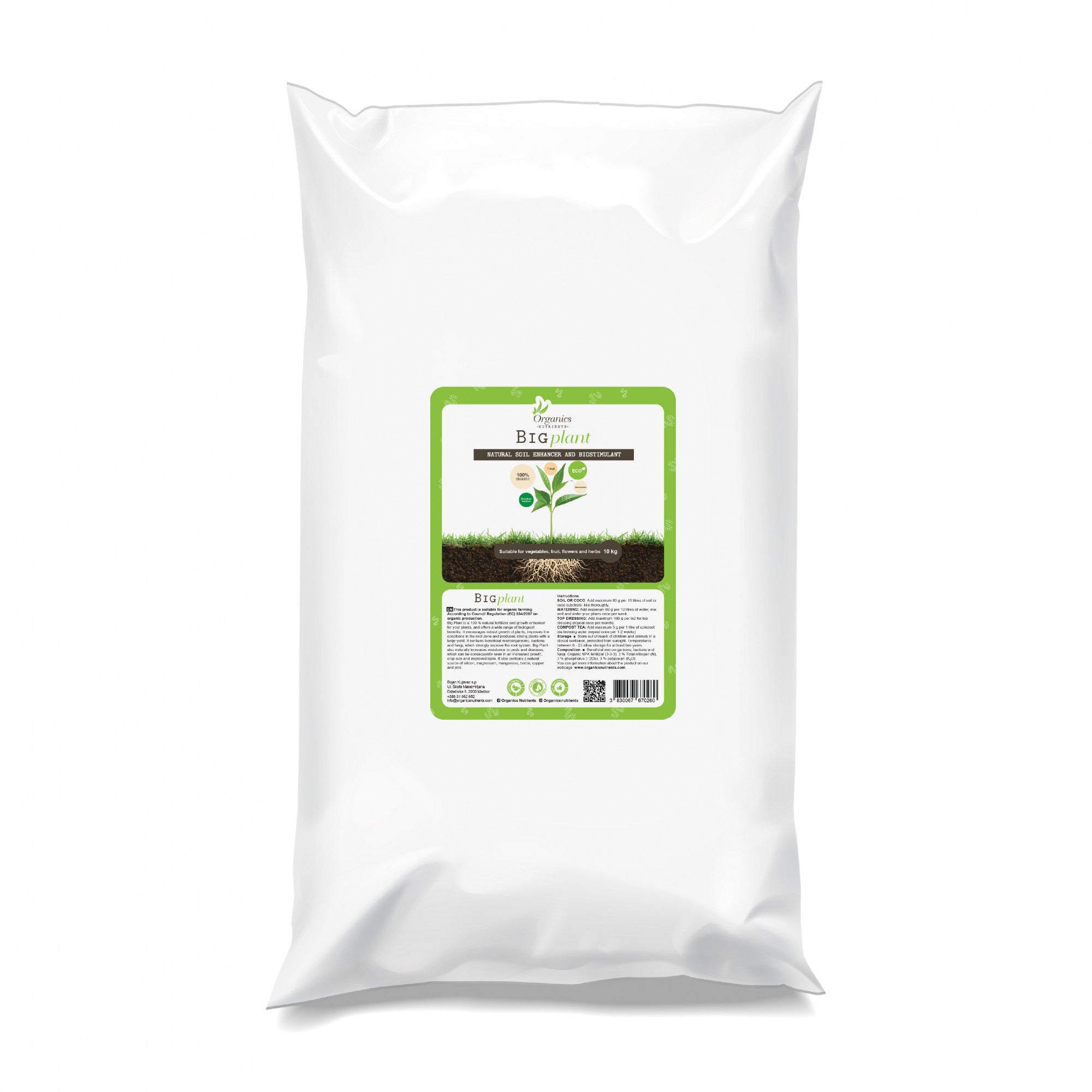 Organics Nutrients Big Plant 10 kg boční pohled