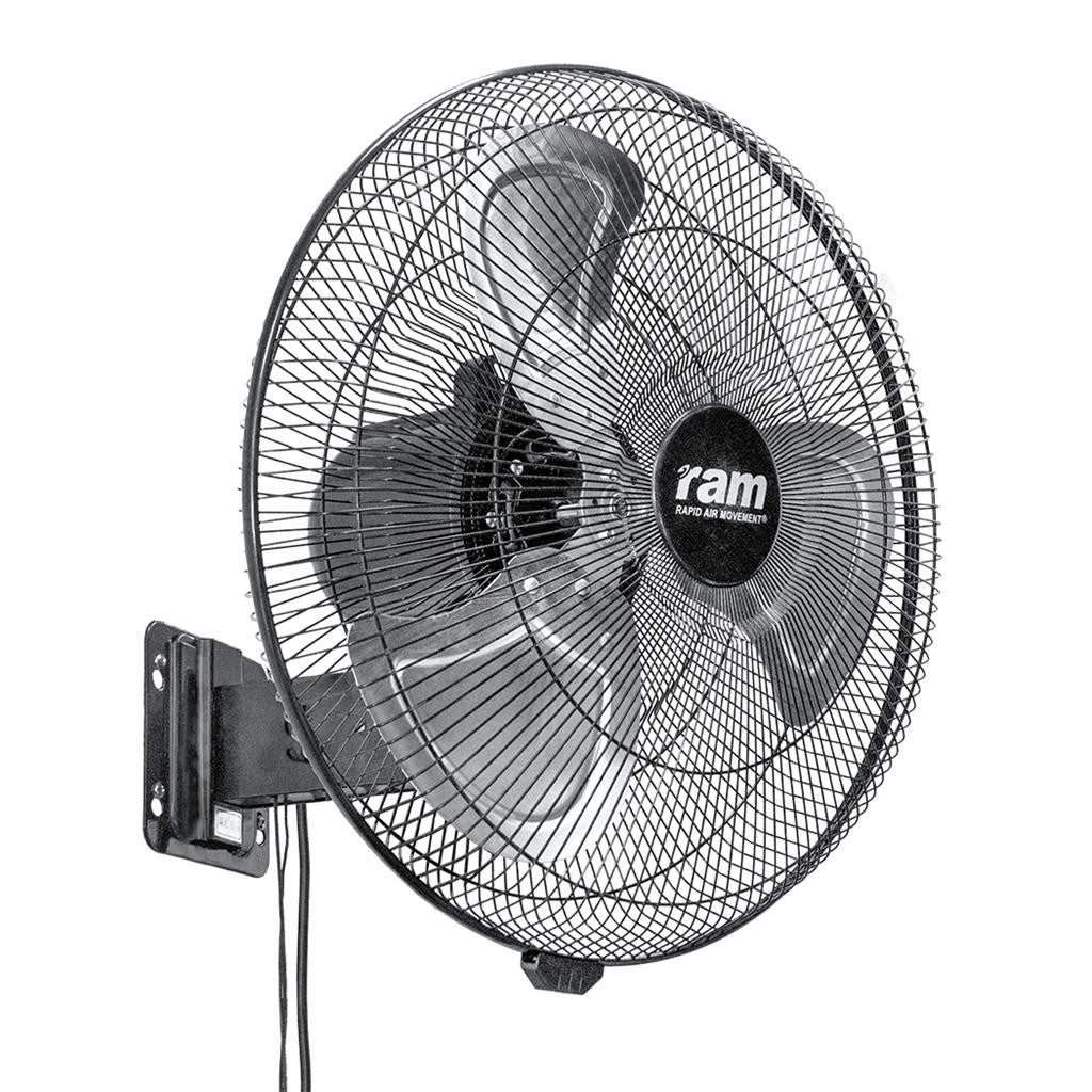 RAM Heavy Duty Wall Fan, třírychlostní nástěnný ventilátor průměr 45 cm pohled zepředu