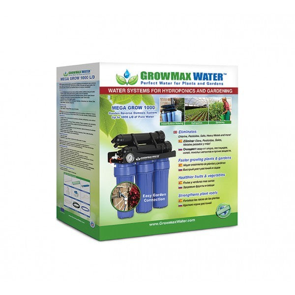 Growmax Water Mega Grow, omvendt osmoseenhed 1000 l/dag bagsidevisning