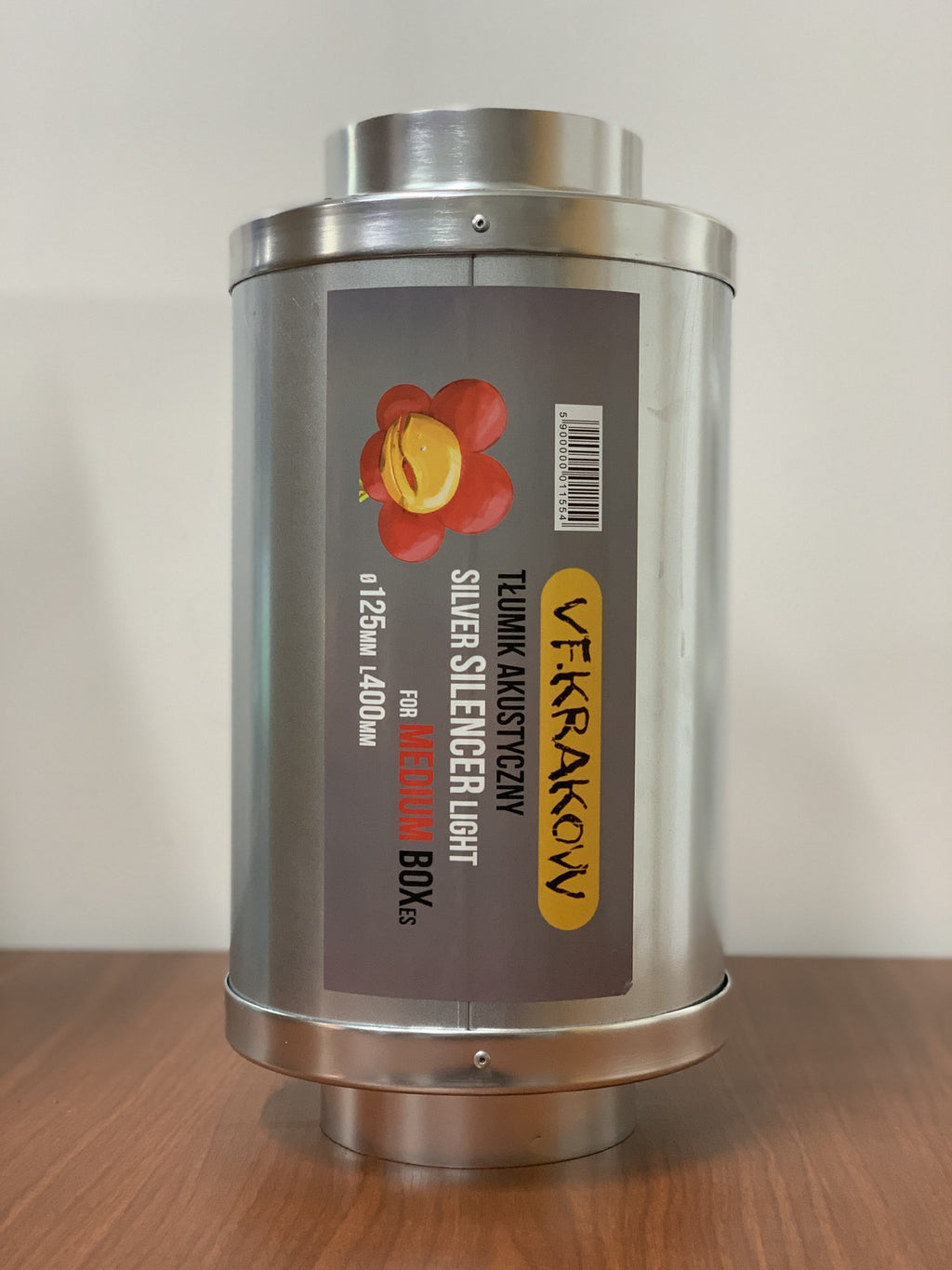 VF Silver Schalldämpfer 40 cm / Durchmesser 20 cm / Flansch 125 mm Seitenansicht