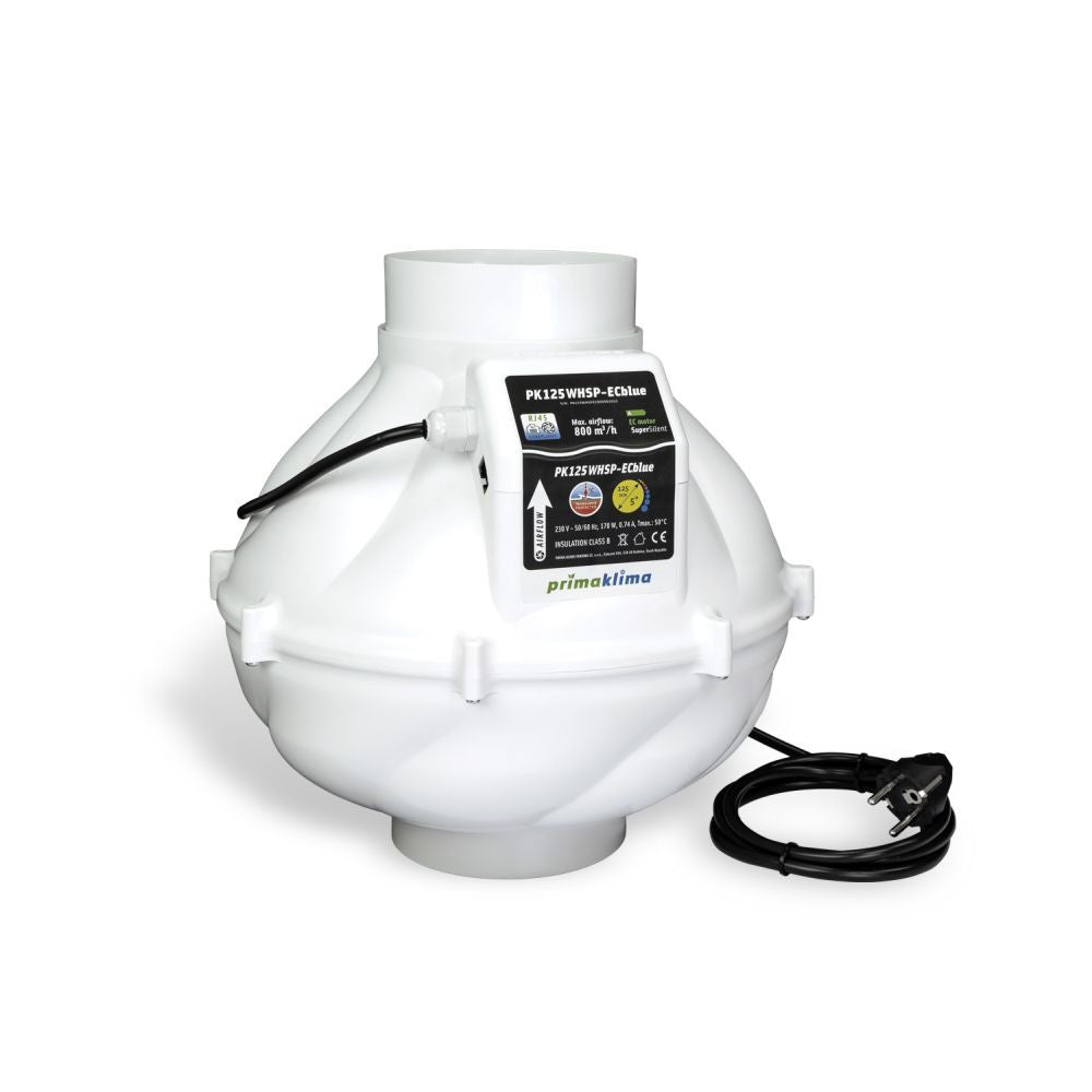 Ventilateur Prima Klima Whisperblower ECblue 125 mm - 800 m3/h, moteur EC, vue de face