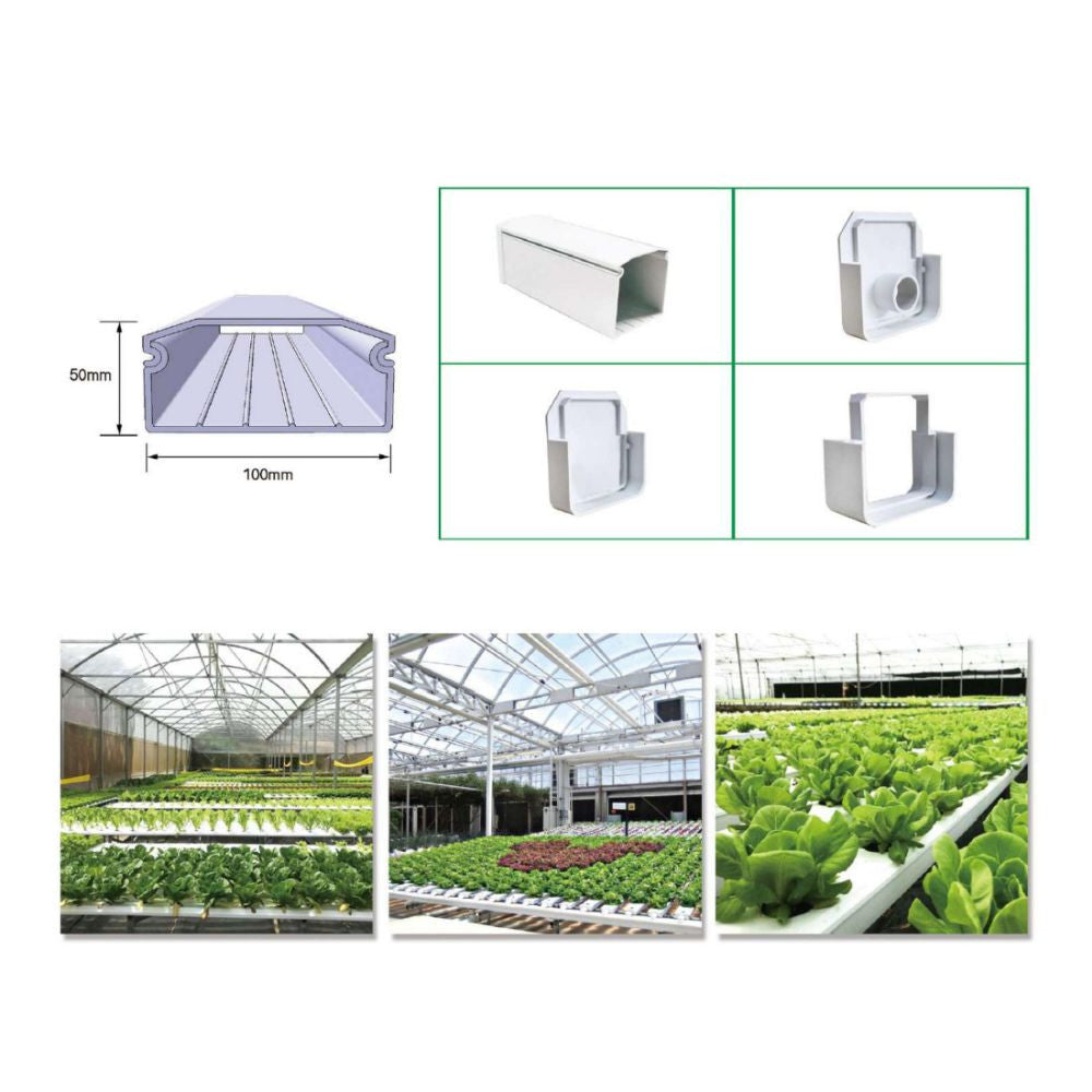 Urban Hydro NFT kanál 100x50 mm - bez díry, 1 vrstva, bílý uvnitř, 290 cm boční pohled