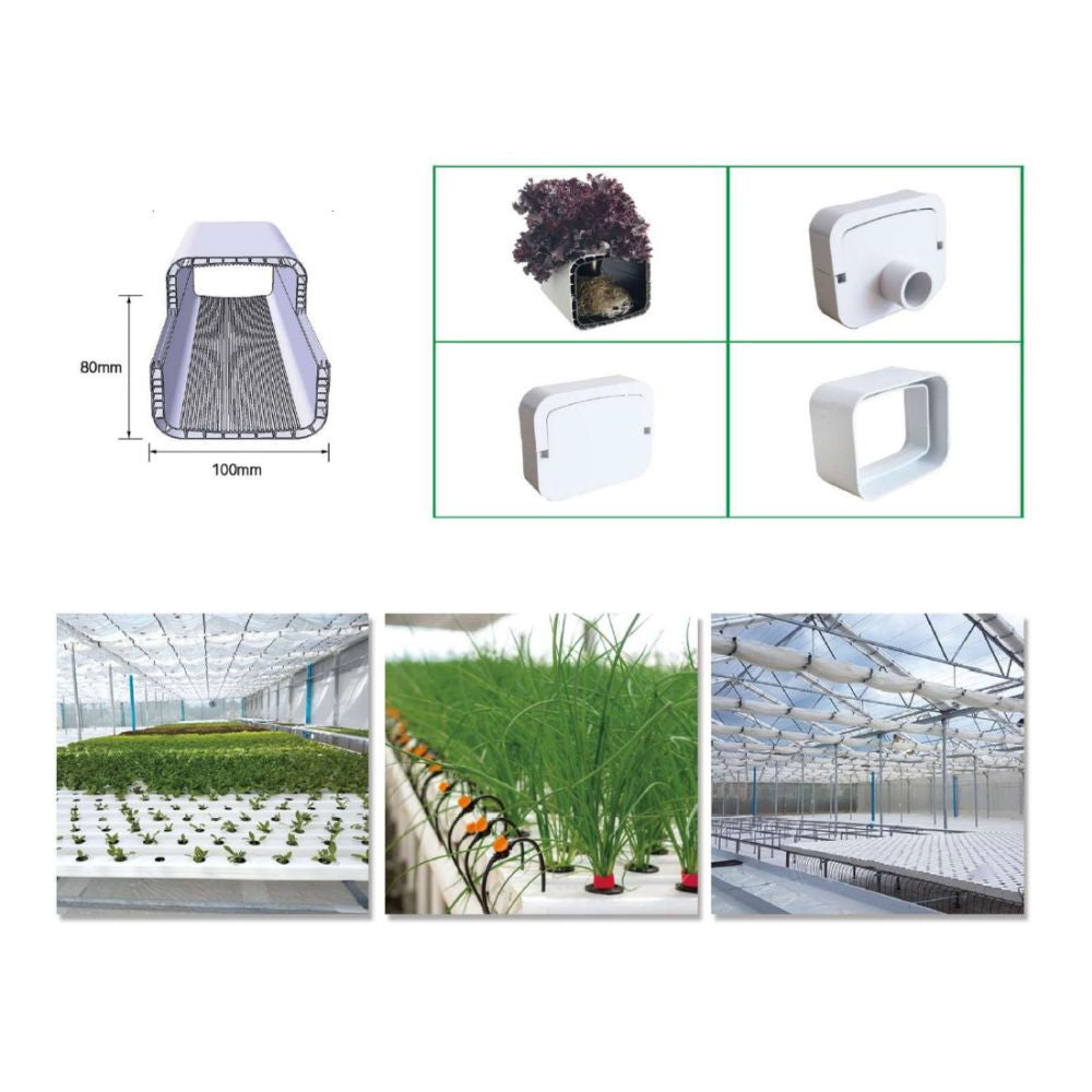 Urban Hydro NFT kanál 100x80 mm - bez díry, 2 vrstvy, černý uvnitř, 250 cm boční pohled