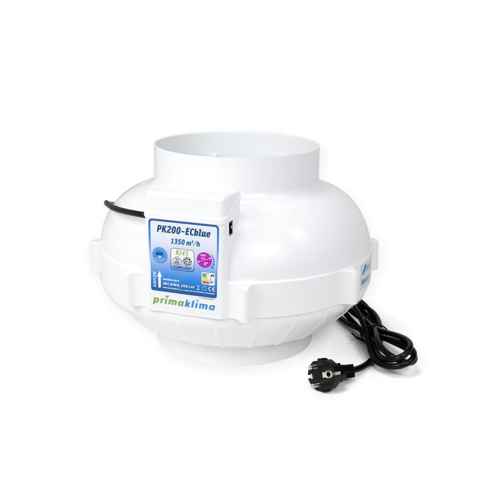 Prima Klima ventilator PK200-ECblue 200 mm - 1350 m3/u, EC motor vooraanzicht