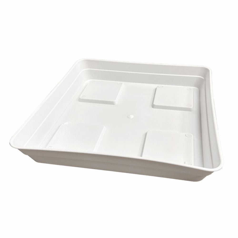 Podmiska pod květináč 27x27 cm vhodné pod 11 l a 20 l květináče bílá pohled zepředu