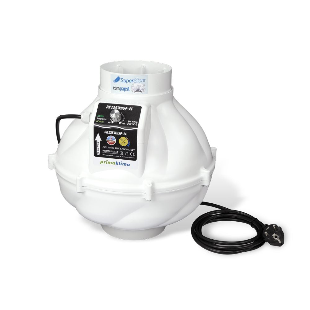 Prima Klima ventilator Whisperblower EC 125 mm - 800 m3/h, EC motor vooraanzicht