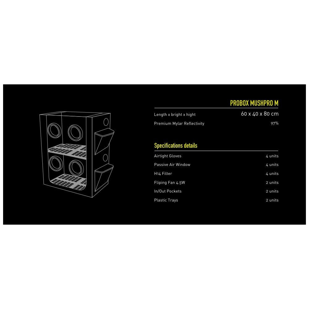 Garden HighPro Probox Mushpro M, 60x40x80 cm boční pohled