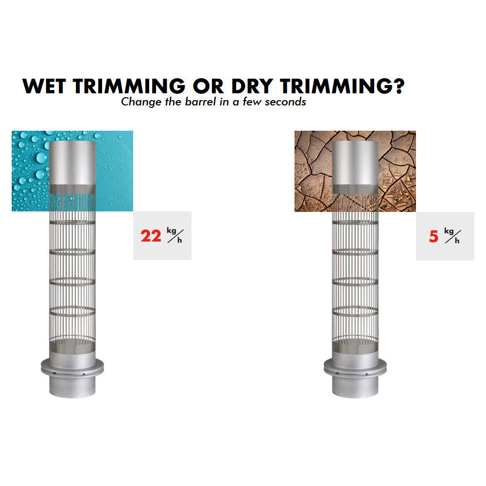 Master Trimmer MT Tumbler 500, pro suchý i mokrý trim pohled zezadu