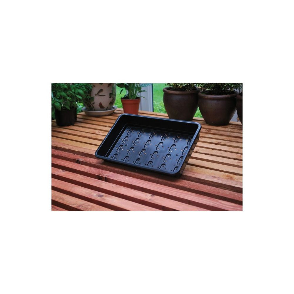 Garland podmiska plast Seed Tray Black s drenáží 37.5x23x6 cm pohled zepředu