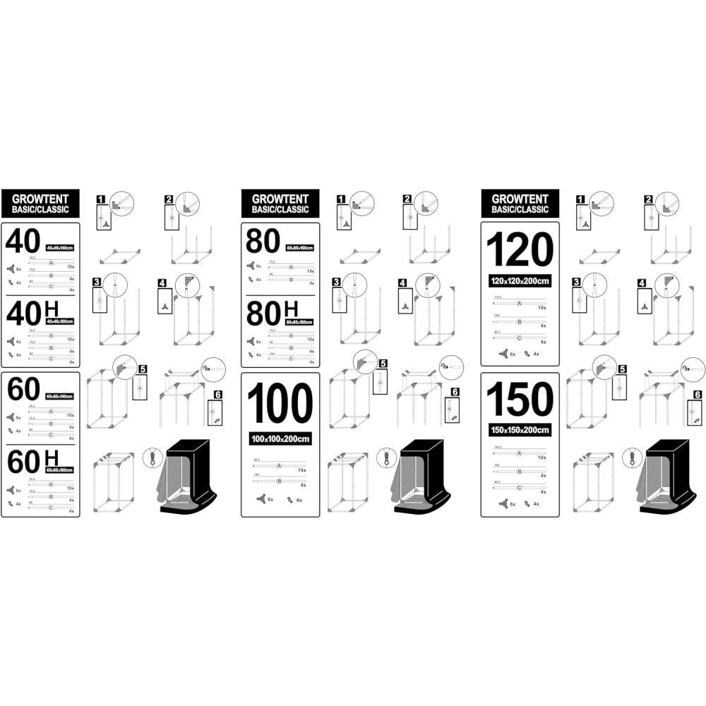Trafika Growtent 60, 60x60x160 cm drugi widok z boku