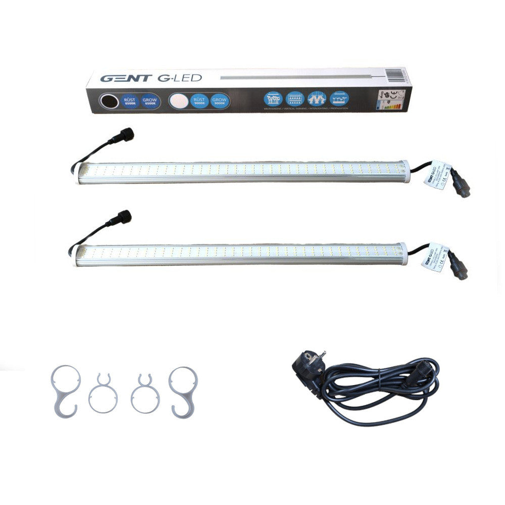 GENT G-LED 26W Linkable x2, for growing 6500K, including power cable front view