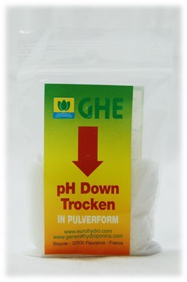 Terra Aquatica pH- Down Powder 25 g, sypký pohled zepředu