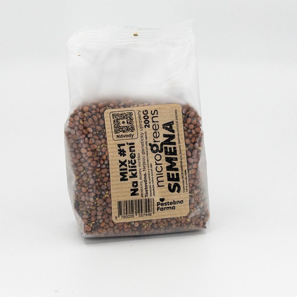 Pěstebna Mix na klíčení Daikon, Brokolice, Vojtěška na microgreens, 200 g pohled zepředu