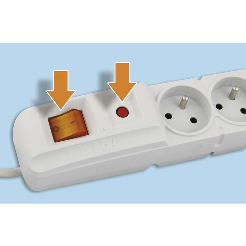 Emos přepěťová ochrana 5 zásuvek 3 m, 3x1 mm, šedá pohled zezadu