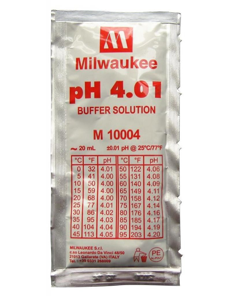 Milwaukee pH 4.01 pufr 20 ml, kalibrační roztok boční pohled