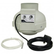 Ventilateur Prima Klima PK150-TC 150 mm - 760 m3/h, régulation de vitesse TEMP CTRL en fonction de la température, vue latérale