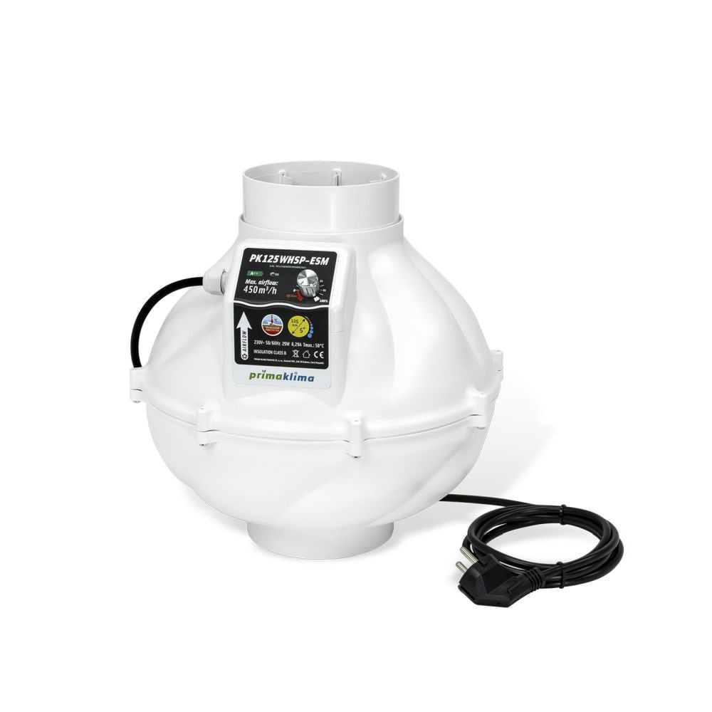 Prima Klima ventilator Beepsblower 125 mm - 450 m3/h ESM, EC motor vooraanzicht