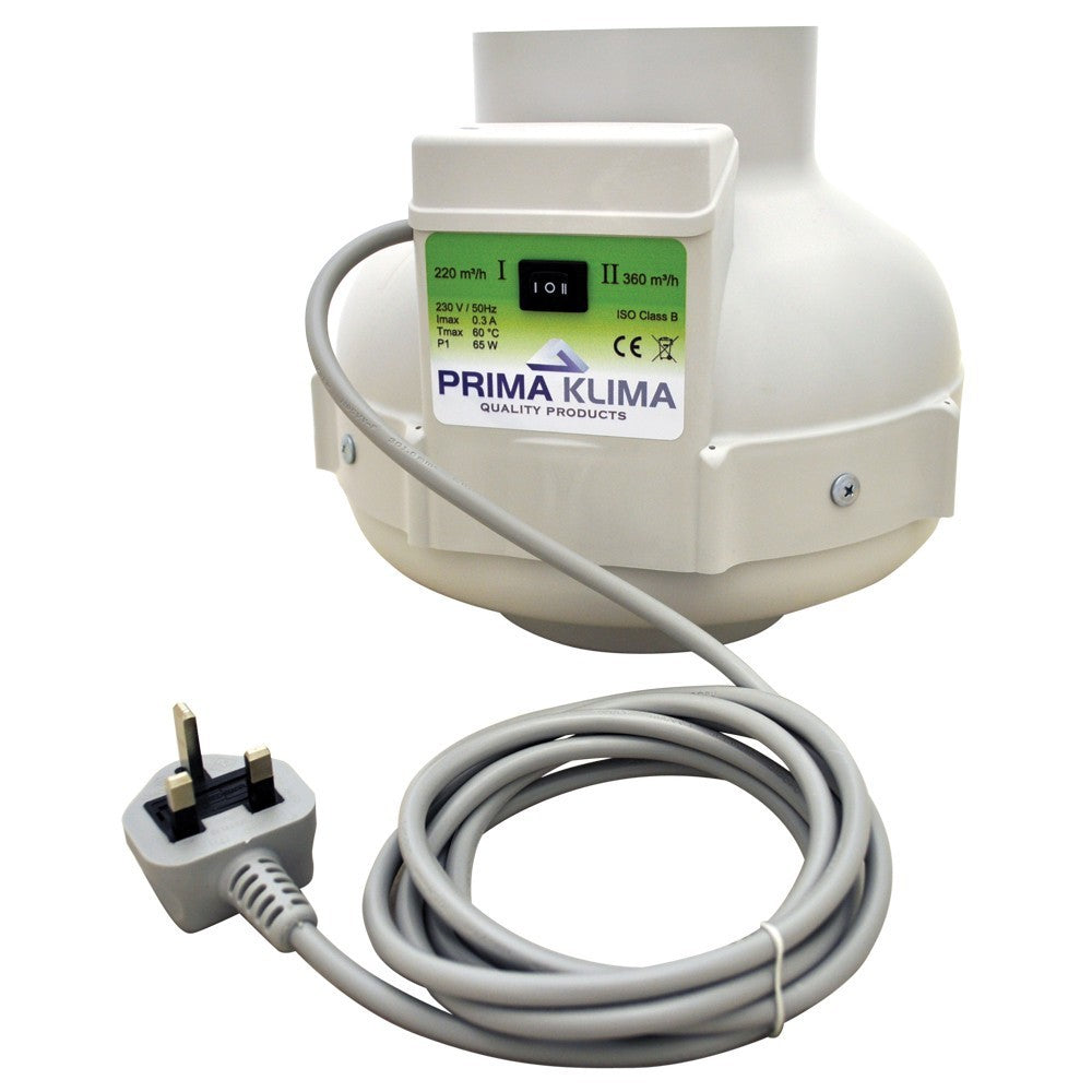 Ventilateur Prima Klima PK125-2 125 mm - 220/420 m3/h, 2 vitesses vue de côté