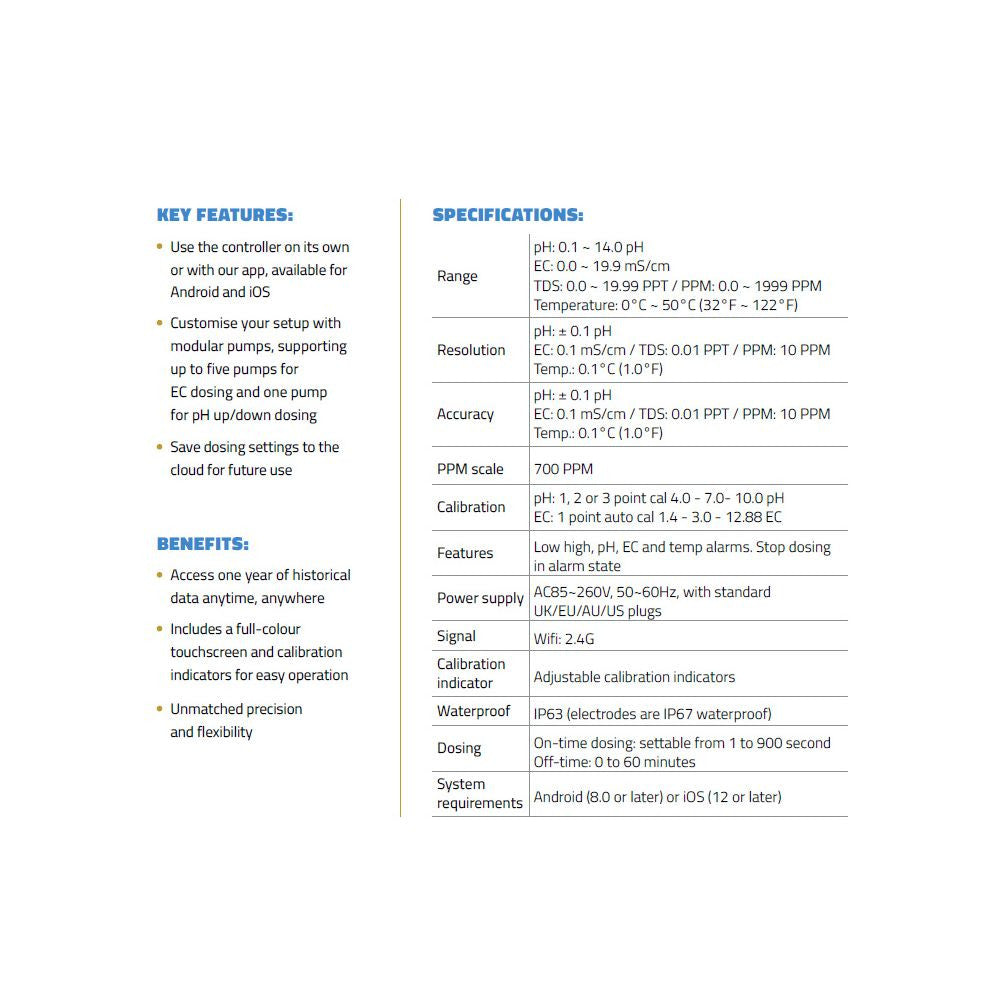 Aqua Master Tools Controller C800 Pro Inline (pH, EC, PPM, TDS& temp) pohled 7