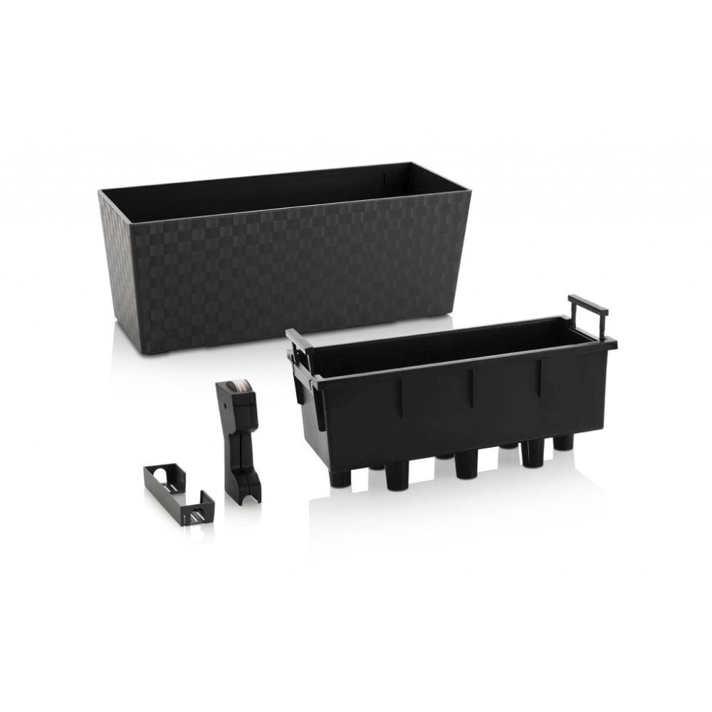 Plastkon samozavlažovací truhlík Supreme Kamenná šedá, 49,5x19,3x19 cm druhý boční pohled