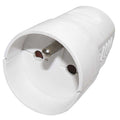 Socket for extension cord, white front view