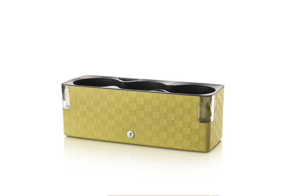 Plastkon Cobble Trio chytrý květináč Bazalkově zelená, 39.7x14x14 cm boční pohled