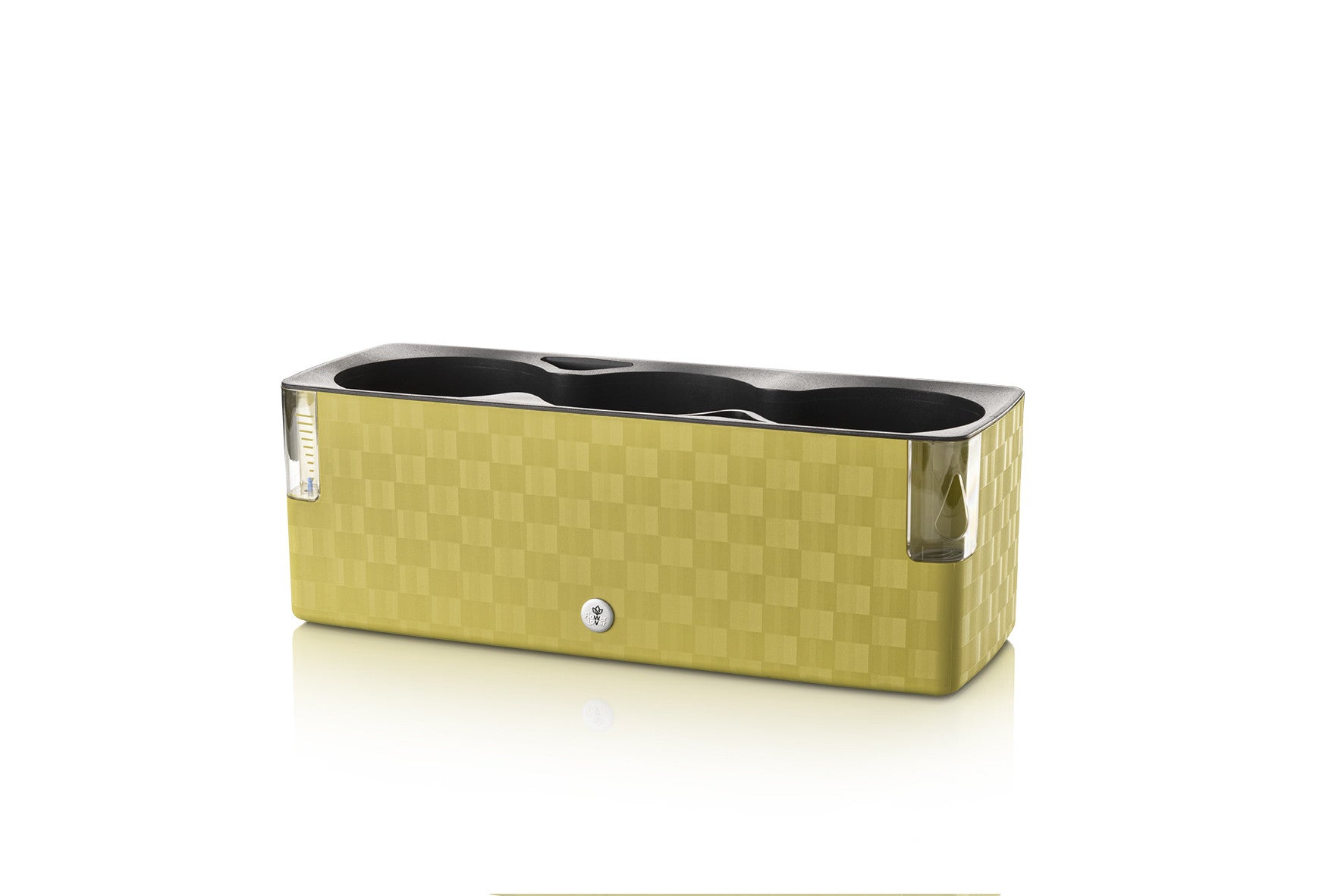 Plastkon Cobble Trio chytrý květináč Bazalkově zelená, 39.7x14x14 cm boční pohled