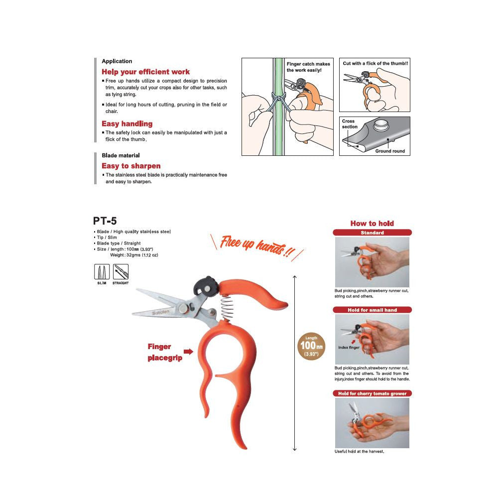 Saboten Hands Free Secateurs, malé nůžky pohled zezadu