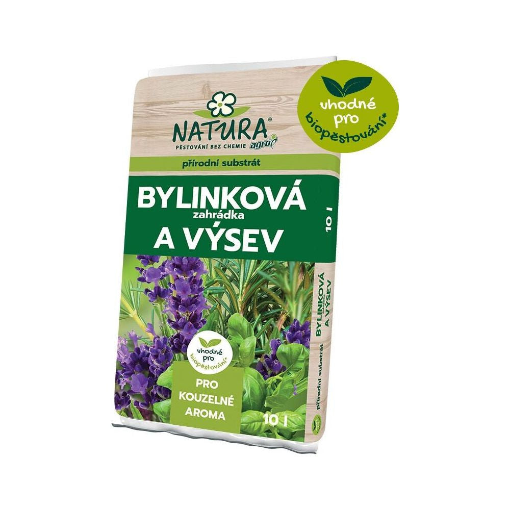 Agro Natura - Bylinková zahrádka a výsev 10 l, organický substrát pohled zepředu
