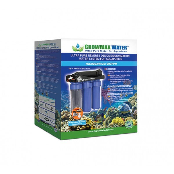 Growmax Water Maxquarium, reverzní osmotická jednotka 500 l/den 000 ppm pohled zezadu