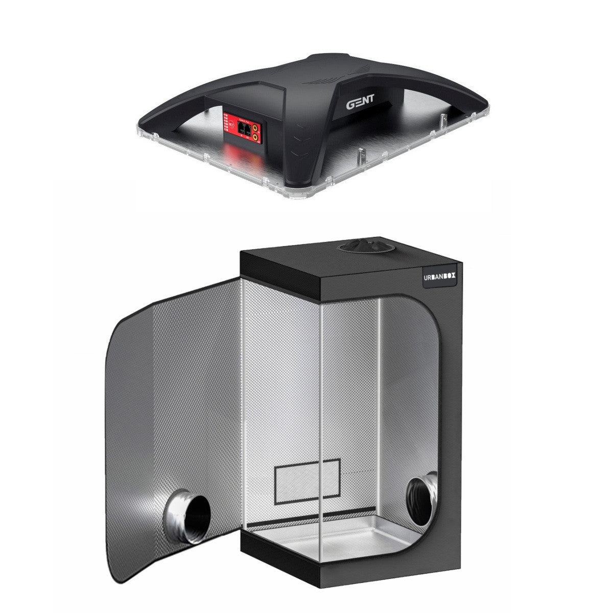 B2B Set Basic - URBANBOX + LED GENT Photon 100W, 60x60x160 cm pohled zepředu