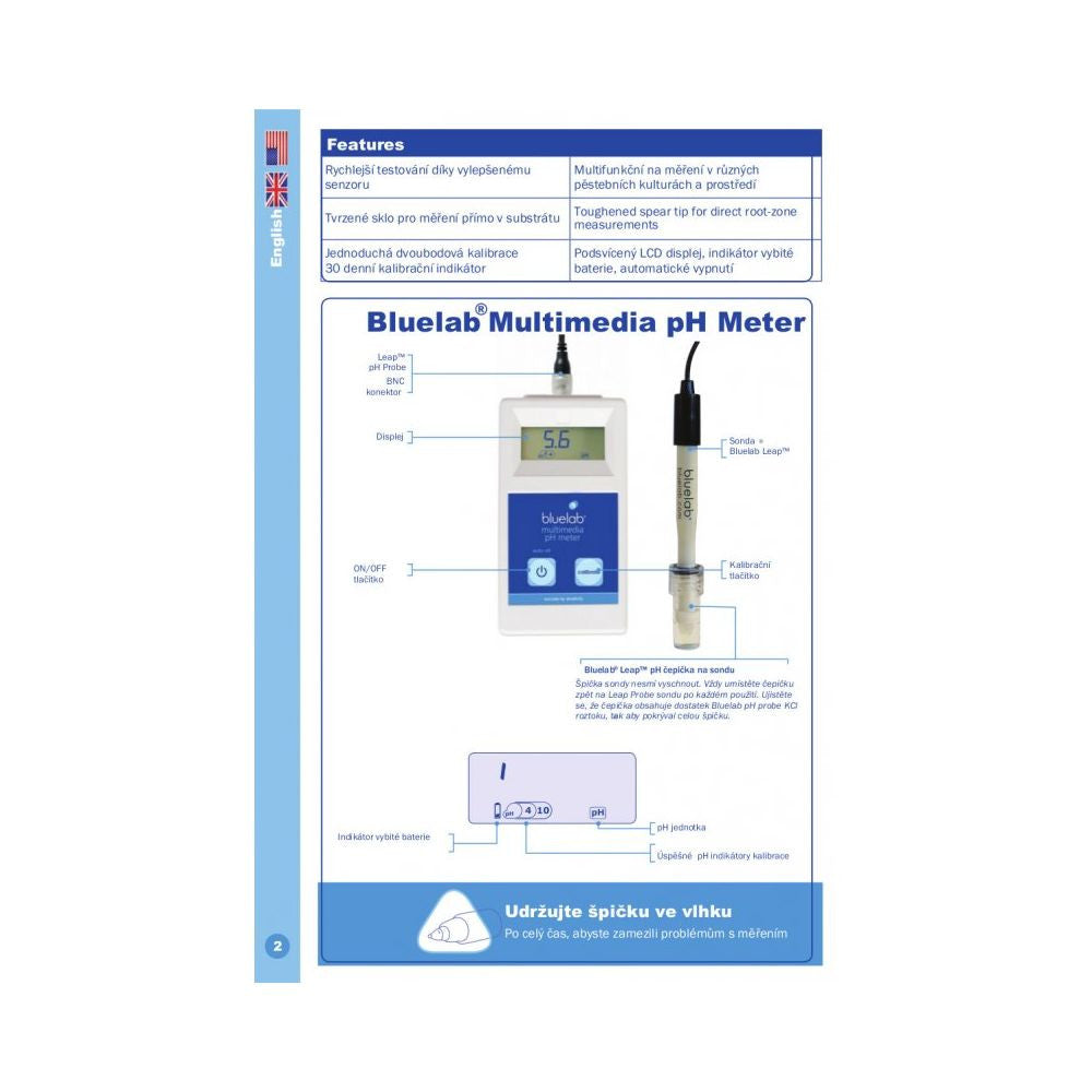 Bluelab Multimedia pH Meter pohled zezadu