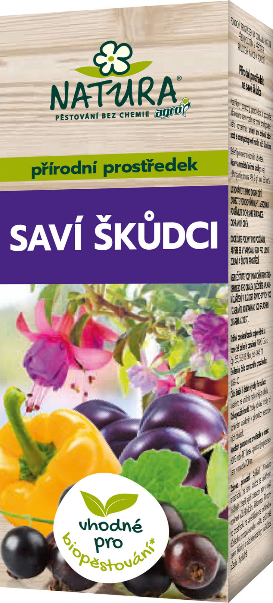 AGRO NATURA Přírodní přípravek na savé škůdce 100 ml, koncentrát boční pohled