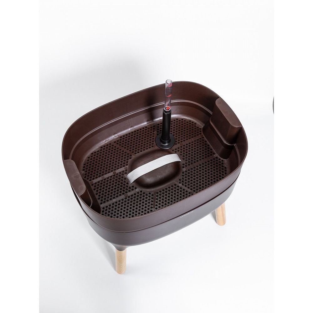 Plastia Urbalive lage plantenbak bruin tweede zijaanzicht