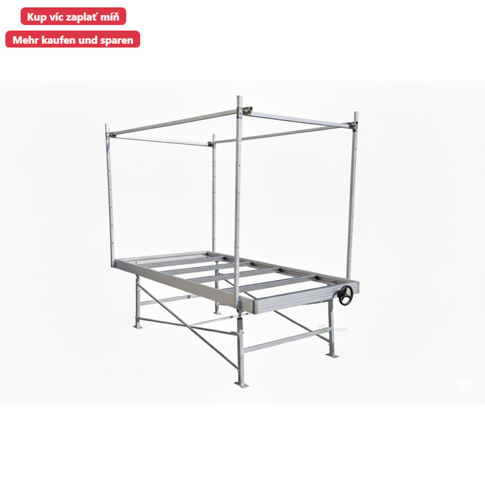 Rolling Bench - posuvný pěstební stůl 120x240 cm - BEZ VANY pohled zepředu