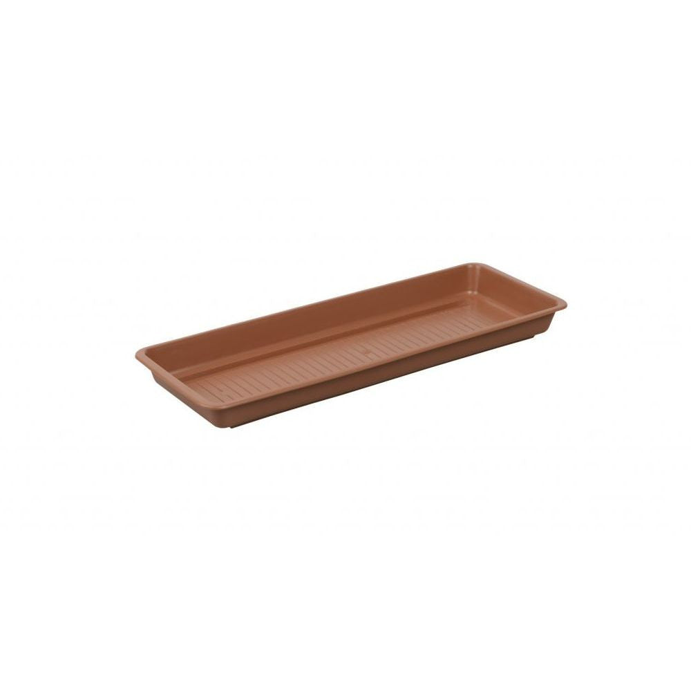 Plastkon underskål til urtepotteskjulere Garden Terrakotta, 40x17x4.5 cm frontudsigt